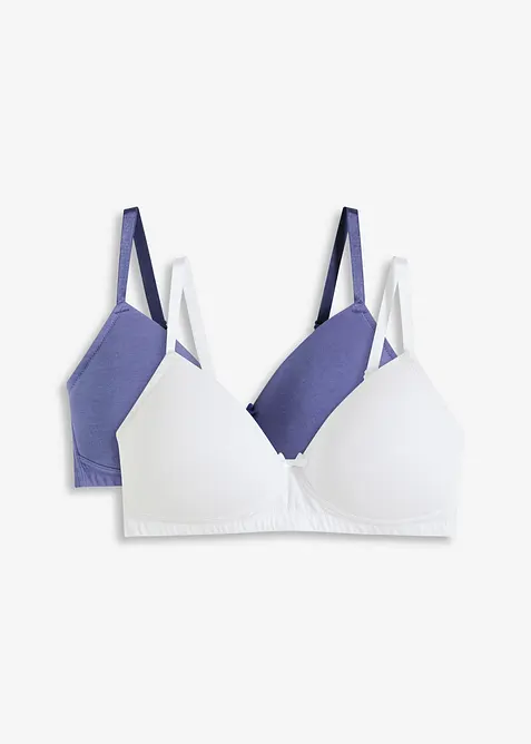 Reggiseno senza ferretto con coppe preformate e cotone biologico (pacco da 2), bonprix