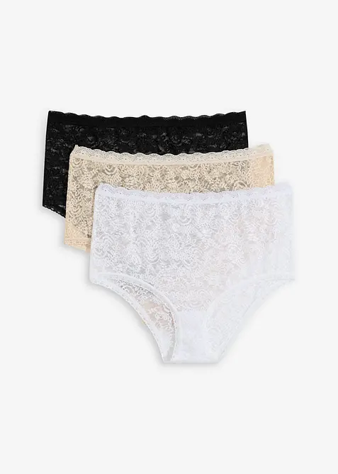 Slip a vita alta in pizzo (pacco da 3), bonprix