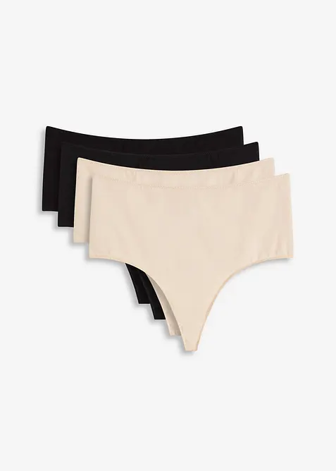 Perizoma a vita alta con cotone morbido (pacco da 4), bonprix
