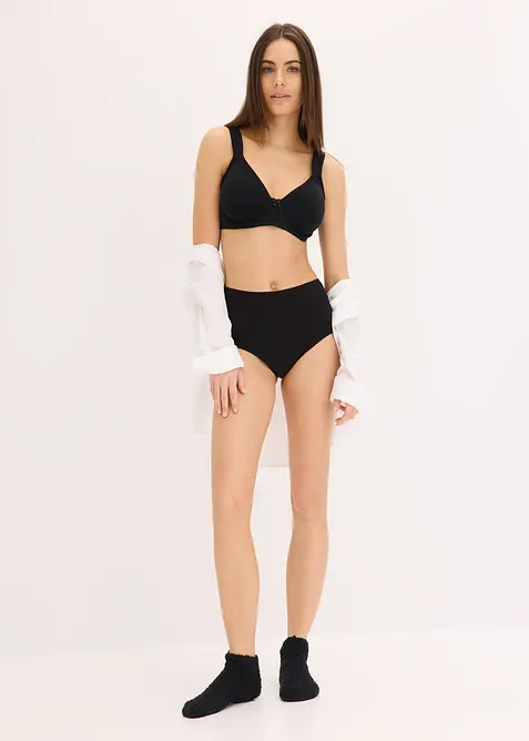 Perizoma a vita alta con cotone morbido (pacco da 4), bonprix