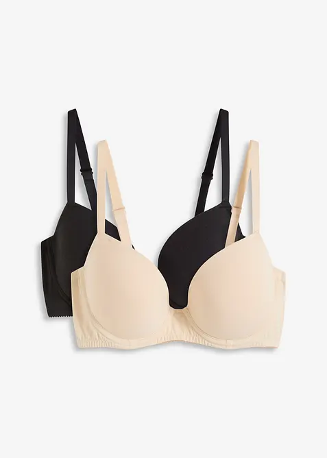 Reggiseno con coppe preformate, ferretto e cotone biologico (pacco da 2), bonprix