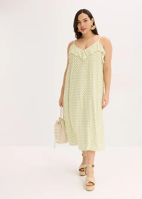 Abito midi con ruches, bonprix