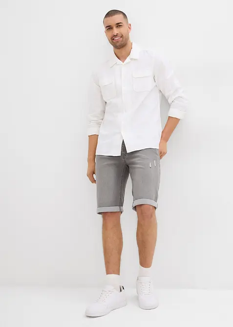 Bermuda elasticizzati in jeans con fondo risvoltato, regular fit, bonprix