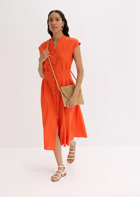 Abito midi in misto lino leggero, bonprix