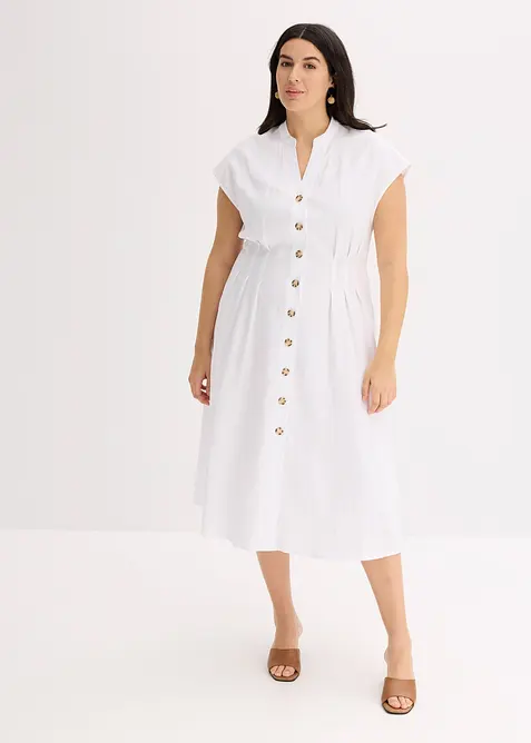 Abito midi in misto lino leggero, bonprix