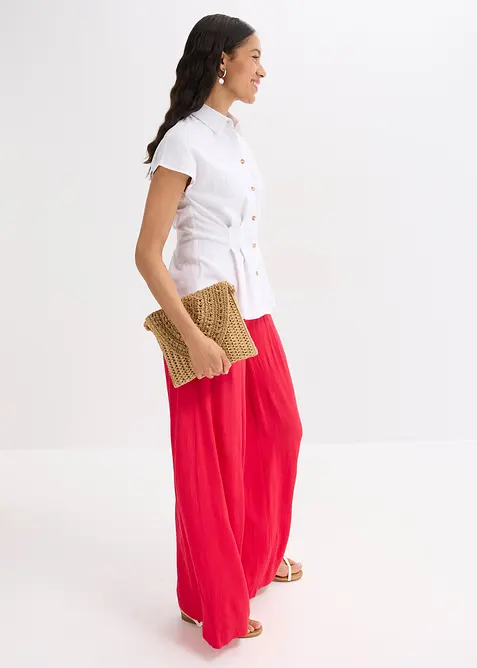 Blusa a maniche corte in misto lino fresco e leggero, bonprix