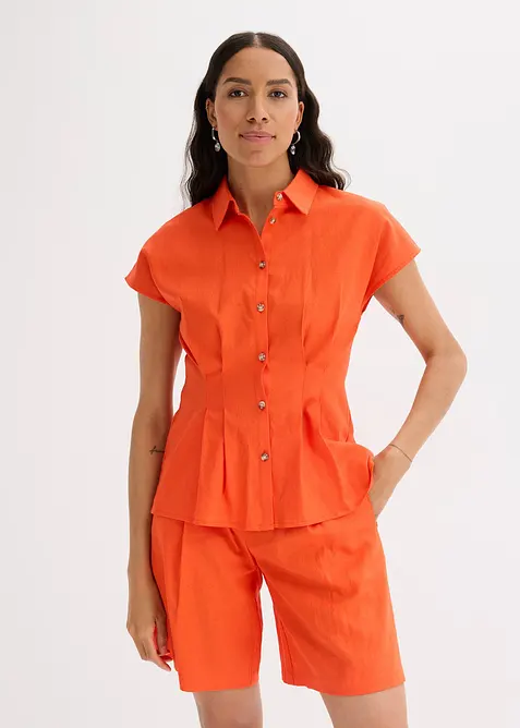 Blusa a maniche corte in misto lino fresco e leggero, bonprix