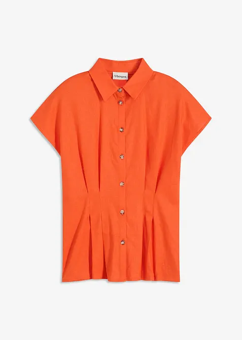 Blusa a maniche corte in misto lino fresco e leggero, bonprix
