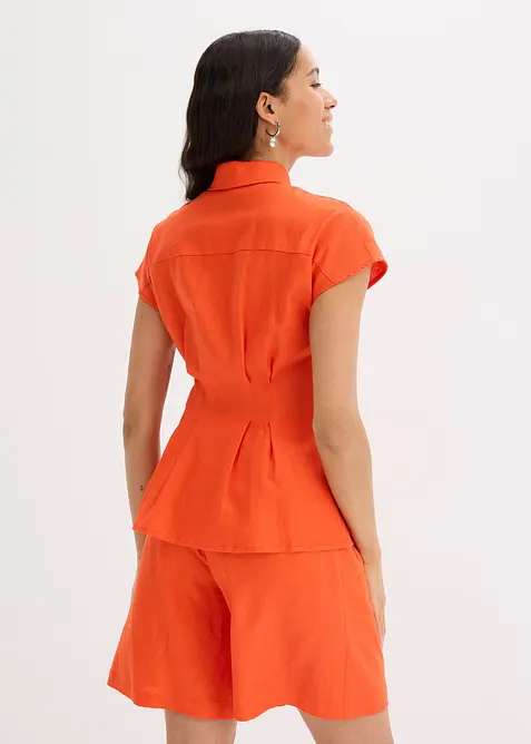 Blusa a maniche corte in misto lino fresco e leggero, bonprix