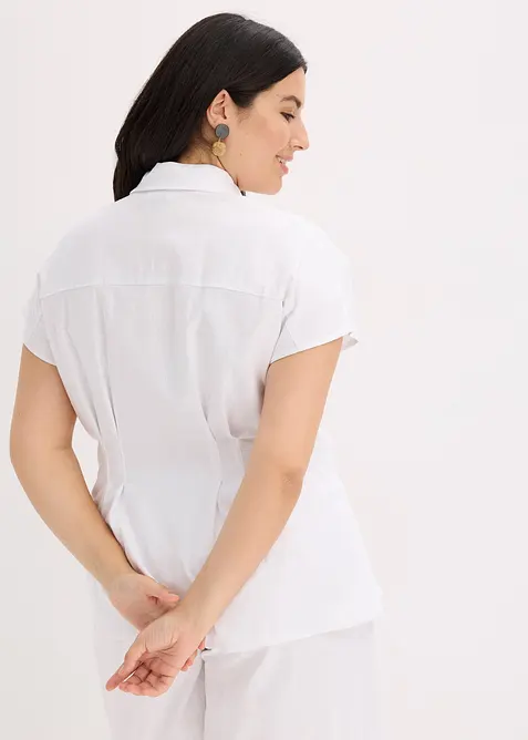 Blusa a maniche corte in misto lino fresco e leggero, bonprix