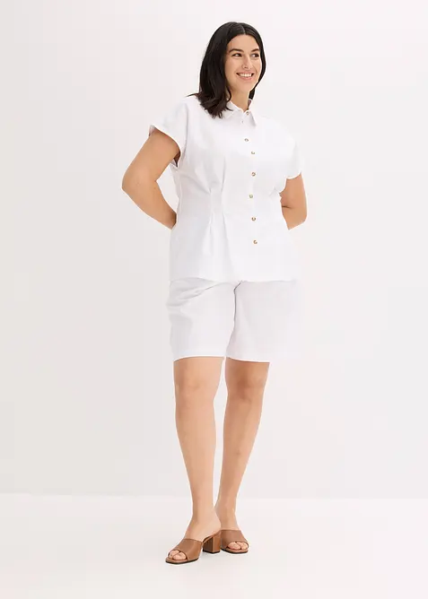 Blusa a maniche corte in misto lino fresco e leggero, bonprix