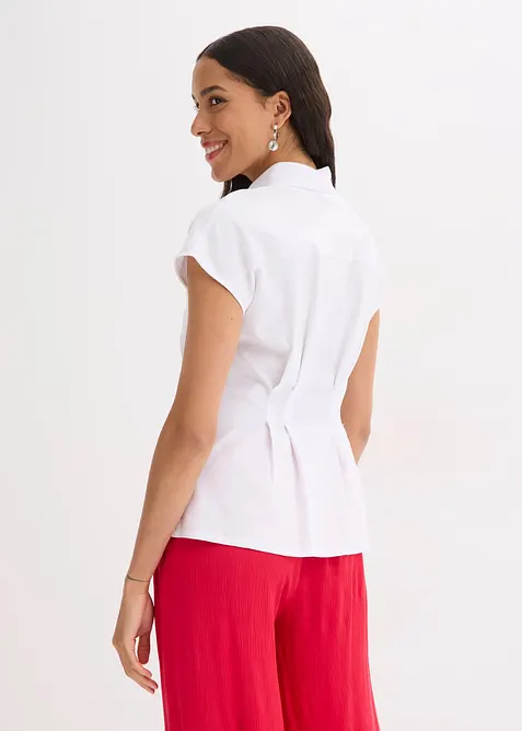 Blusa a maniche corte in misto lino fresco e leggero, bonprix