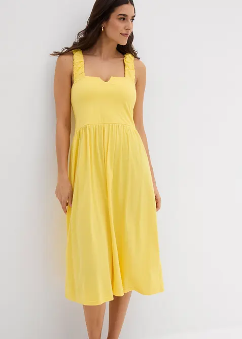 Abito in misto viscosa e cotone con fondo leggermente svasato, bonprix