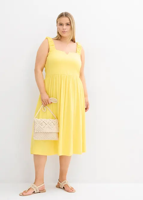 Abito in misto viscosa e cotone con fondo leggermente svasato, bonprix