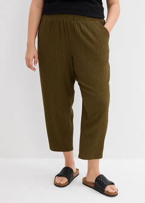 Pantaloni larghi in jersey operato, bonprix