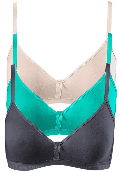 Reggiseno senza ferretto con cotone biologico (pacco da 3), bonprix