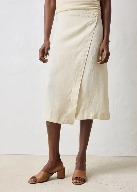 Gonna a portafoglio in puro lino, bonprix