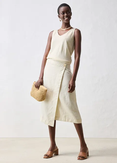 Gonna a portafoglio in puro lino, bonprix