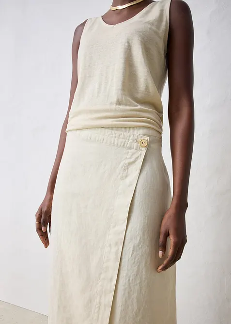 Gonna a portafoglio in puro lino, bonprix