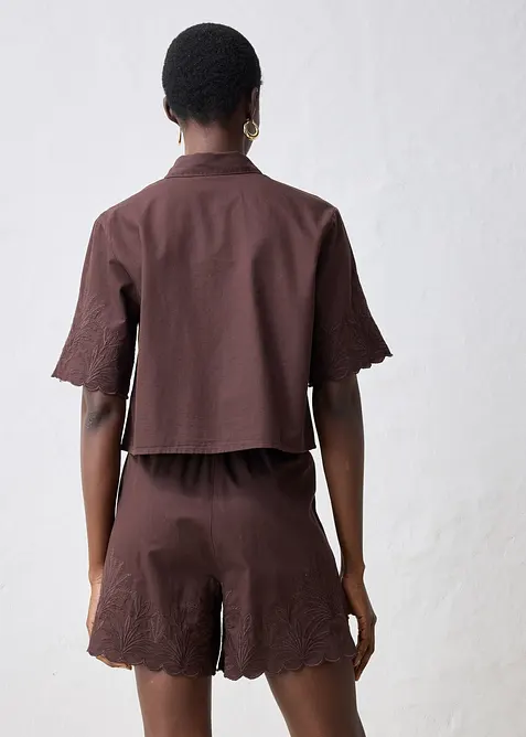 Camicia cropped in misto lino, bonprix