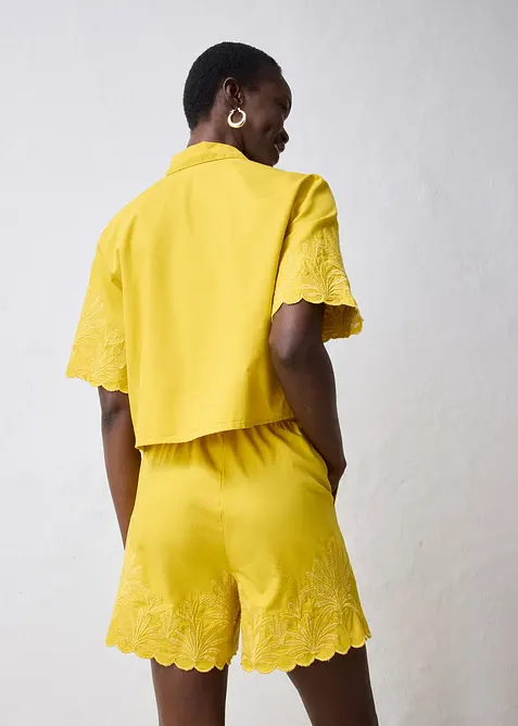 Camicia cropped in misto lino, bonprix