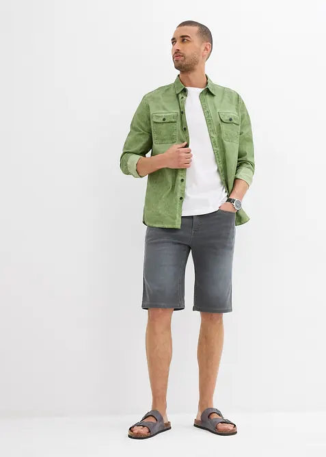 Bermuda di jeans in felpa con taglio comfort, regular fit, bonprix