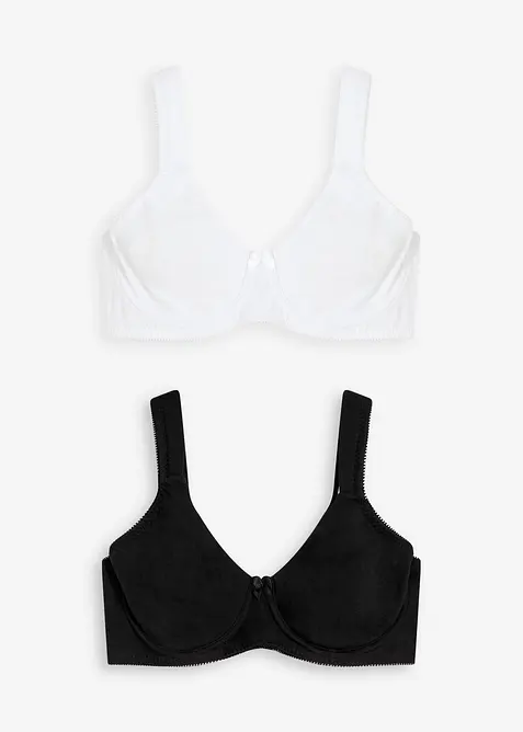 Reggiseno t-shirt minimizer senza ferretto con cotone biologico (pacco da 2), bonprix