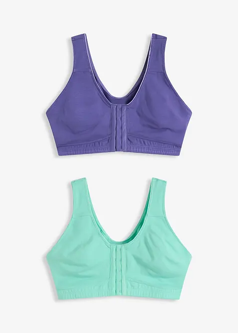 Reggiseno senza ferretto con chiusura anteriore e cotone biologico (pacco da 2), bonprix