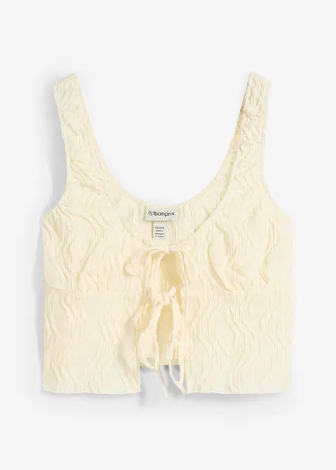 Top con stringatura e effetto operato, bonprix