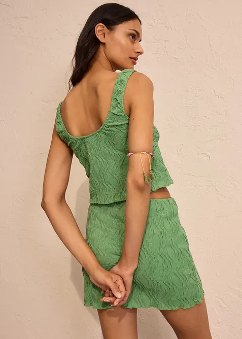 Top con stringatura e effetto operato, bonprix