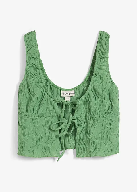 Top con stringatura e effetto operato, bonprix