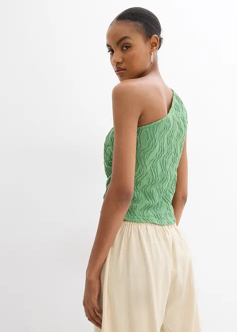 Top monospalla con effetto strutturato, bonprix