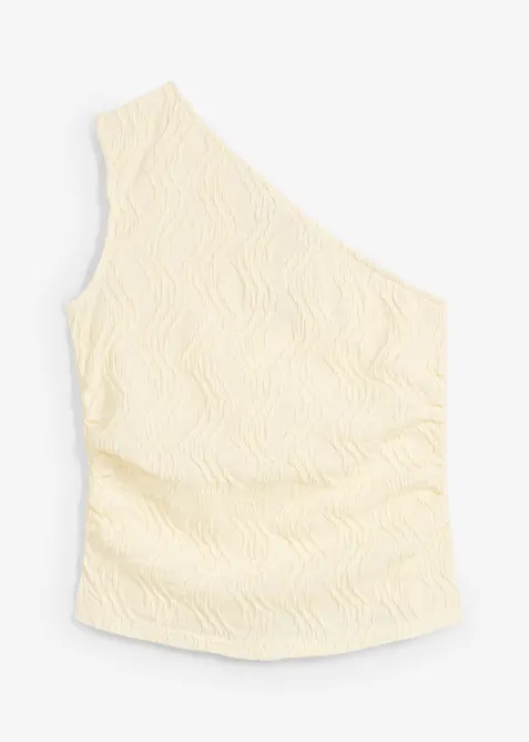 Top monospalla con effetto strutturato, bonprix