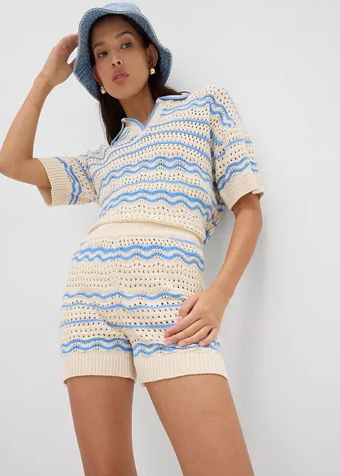 Shorts di maglia in misto cotone e lino fresco e leggero, bonprix
