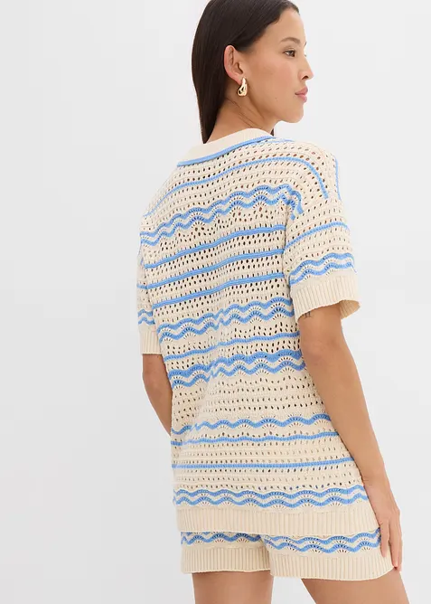 T-shirt oversize in maglia di misto lino e cotone fresco, bonprix