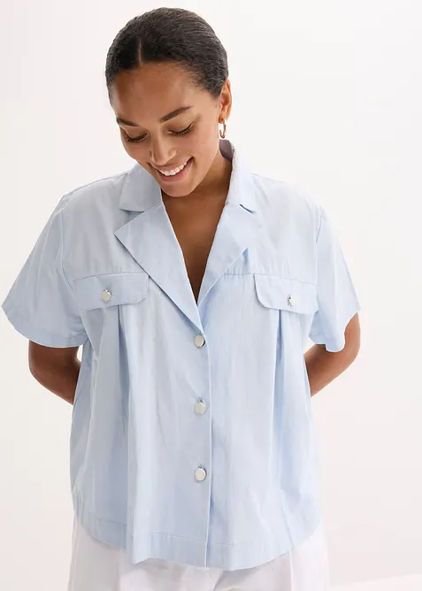 Blusa cropped a maniche corte in popeline di cotone, bonprix