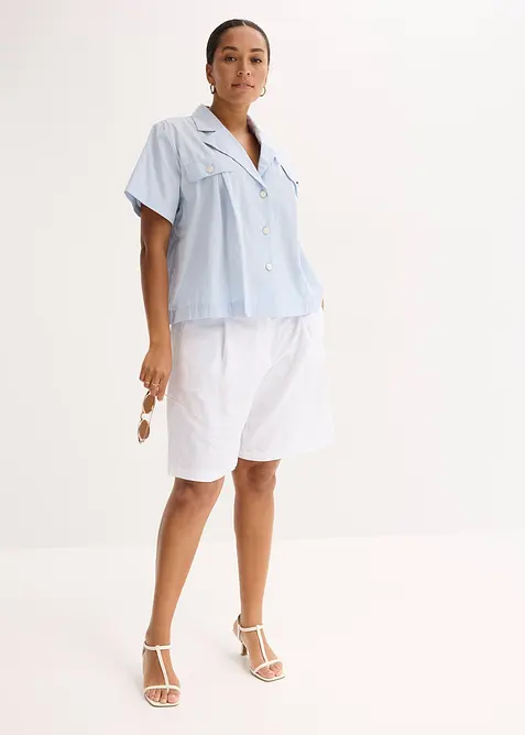 Blusa cropped a maniche corte in popeline di cotone, bonprix