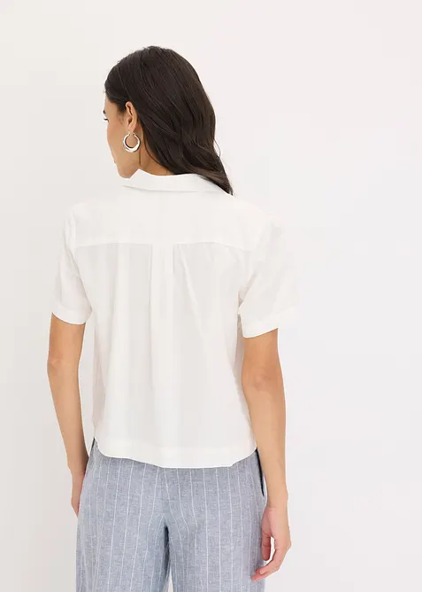 Blusa cropped a maniche corte in popeline di cotone, bonprix