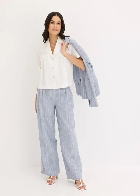 Blusa cropped a maniche corte in popeline di cotone, bonprix