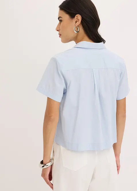 Blusa cropped a maniche corte in popeline di cotone, bonprix