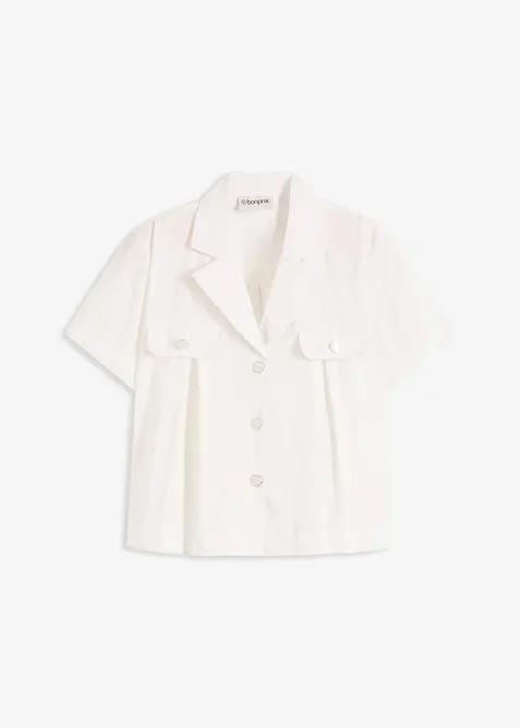 Blusa cropped a maniche corte in popeline di cotone, bonprix