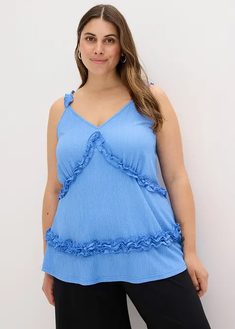 Top con spalline sottili e ruches, bonprix