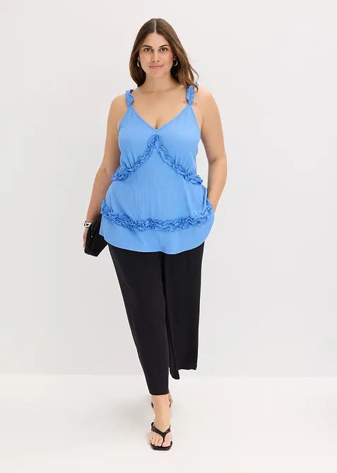 Top con spalline sottili e ruches, bonprix