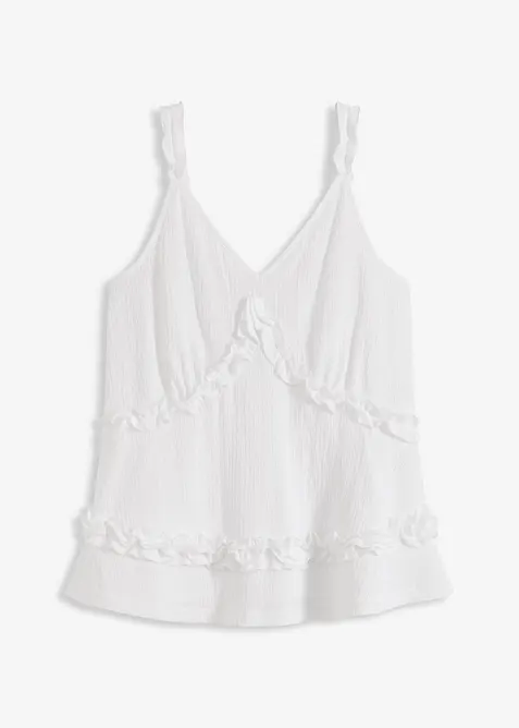 Top con spalline sottili e ruches, bonprix