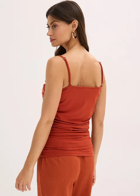 Top con spalline sottili e arricciature, bonprix