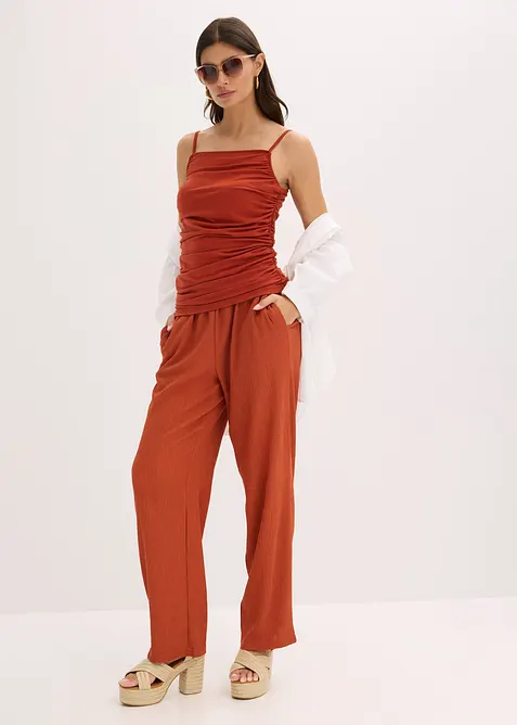 Top con spalline sottili e arricciature, bonprix