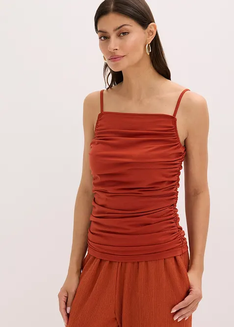 Top con spalline sottili e arricciature, bonprix