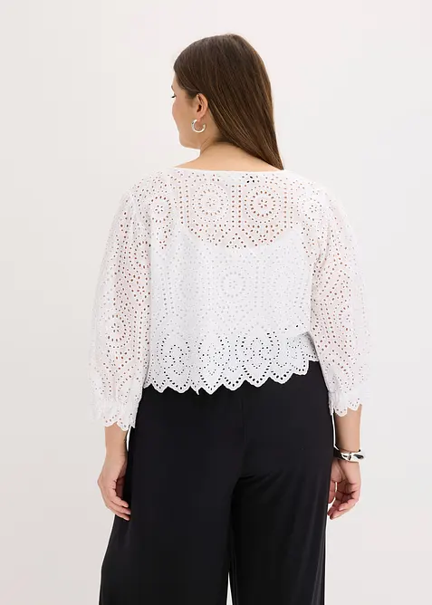 Blusa con ricamo traforato e maniche a sbuffo, bonprix