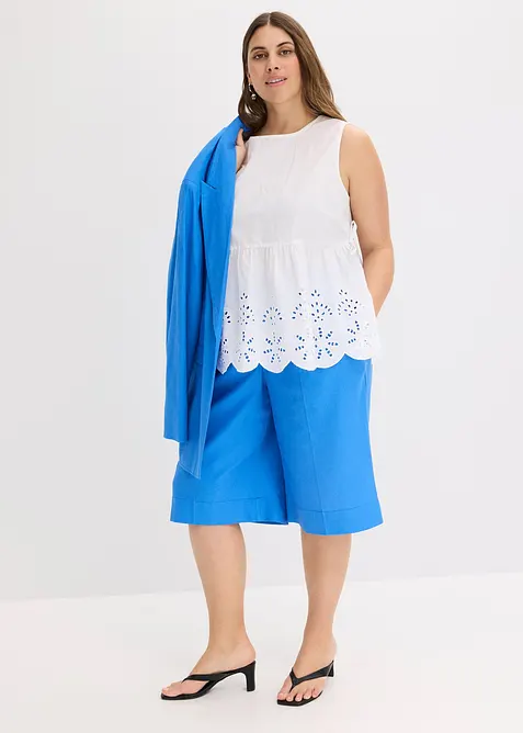 Top con spacco e ricami traforati, bonprix