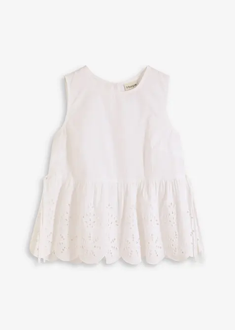 Top con spacco e ricami traforati, bonprix